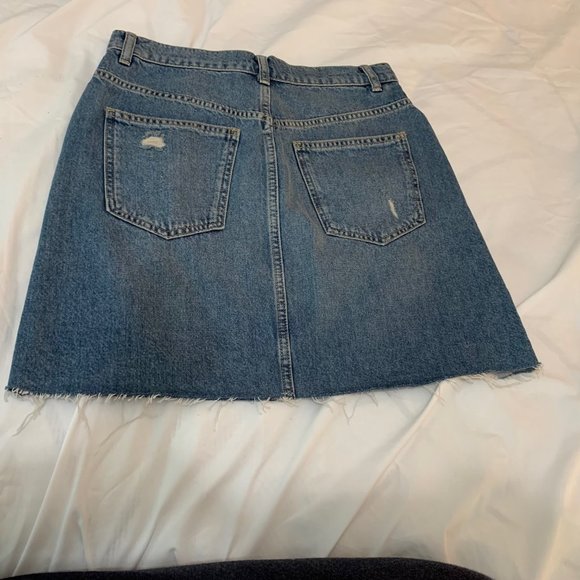 We The Free Hallie Distressed 100% Cotton Denim Mini Skirt Size 27 - Picture 9 of 13